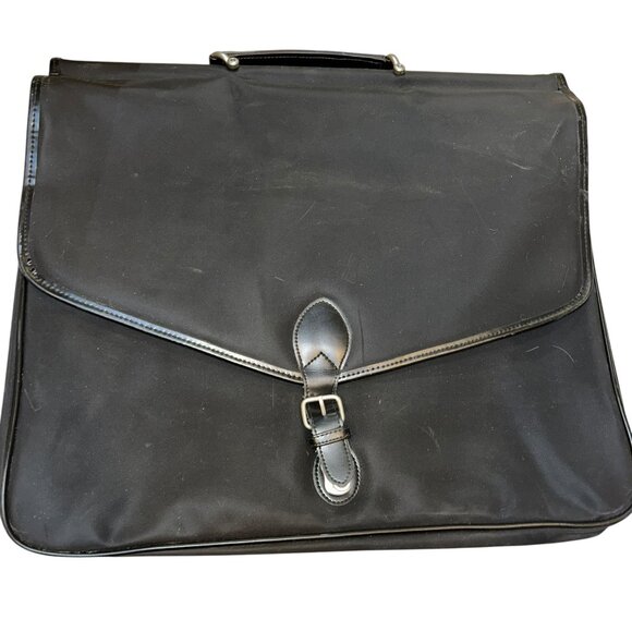 dunhill black leather trim nylon top handle briefcase bag - Picture 1 of 15